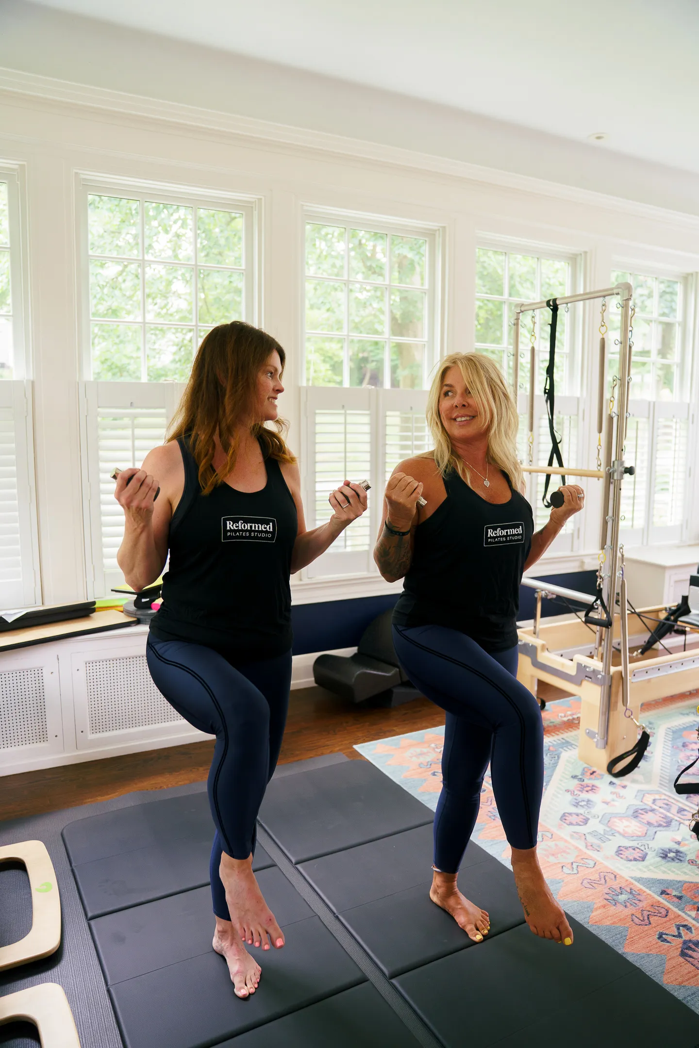 Standing balance work on the mat